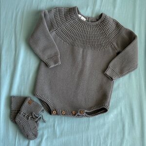 Quincy Mae Sage Green Knit Baby Sweater